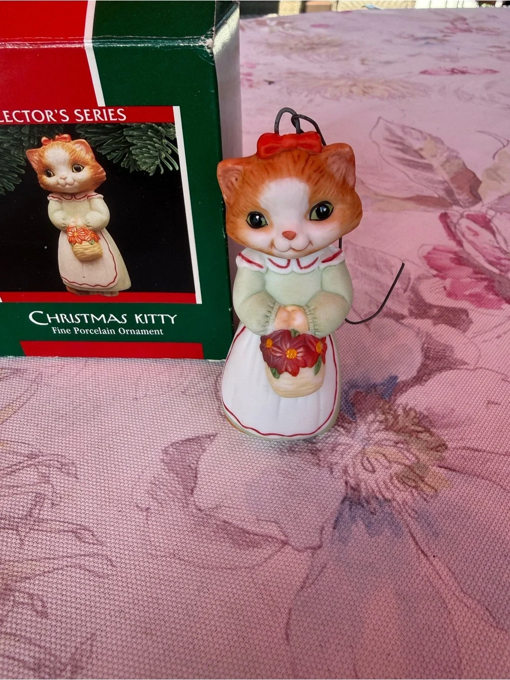 Hallmark Christmas Kitty Ornament - White, Red, Green, Orange